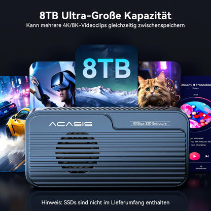 ACASIS TBU 501 PRO-EU 80Gbps M.2 NVMe SSD Gehäuse mit Lüfter