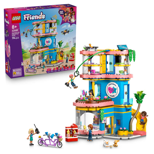 LEGO Friends 42689 Heartlake City Clubhaus der Freunde Bauset mit 5 Mini-Puppen und 3 Tierfiguren