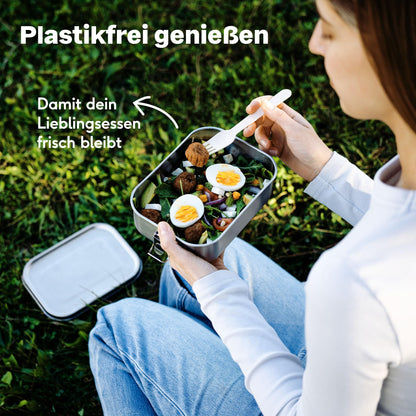 SILBERTHAL Brotdose Edelstahl Lunchbox mit Fächern – 3er Set