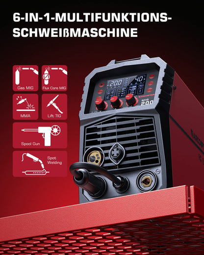 ARCCAPTAIN MIG MAG Schweißgerät 200A vollsynergisch 7-in-1