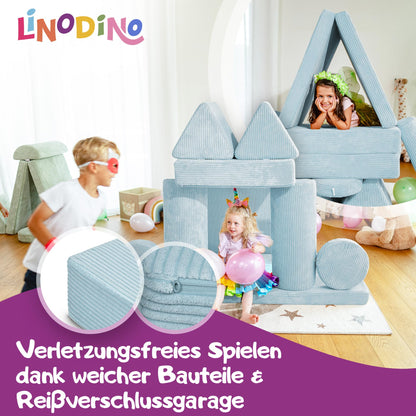 Linodino Spielsofa Cord Fantasiewelt Softbausteine - Einhornblau