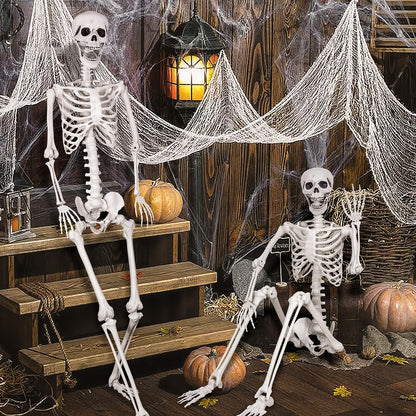 HorrorHaus 180cm Posierbares Ganzkörper Skelett – Halloween Deko 180-1P