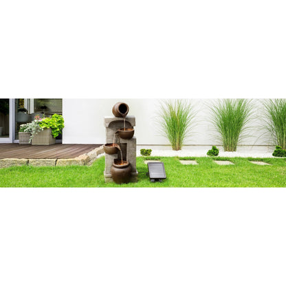 Teamson Home Solarbrunnen 4-stufig mit LED-Beleuchtung, Bronze