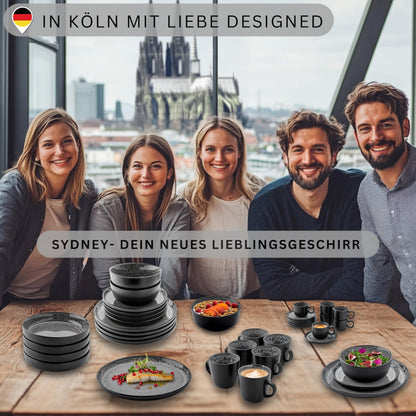 SÄNGER Sydney Kombiservice 30-tlg. für 6 Personen - Dunkelgrau Steingut