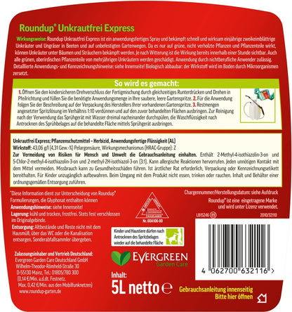 Roundup EXPRESS Unkrautvernichter – Fertigmischung 2 x 5L