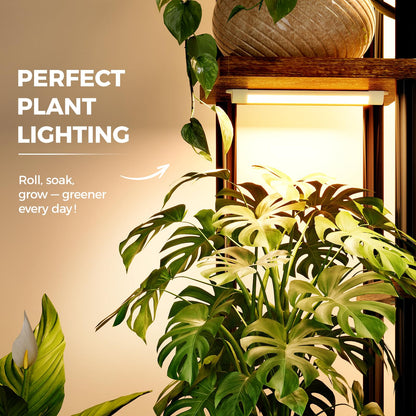 Bamworld Blumenständer mit Pflanzenlampen, 7-stufig, Holz & Metall