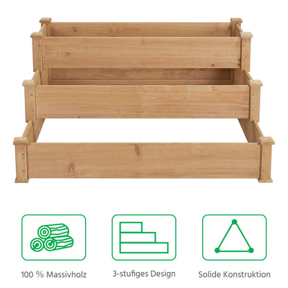 Yaheetech Hochbeet aus Holz, 3-stufige Blumentreppe, 120 x 120 x 56 cm