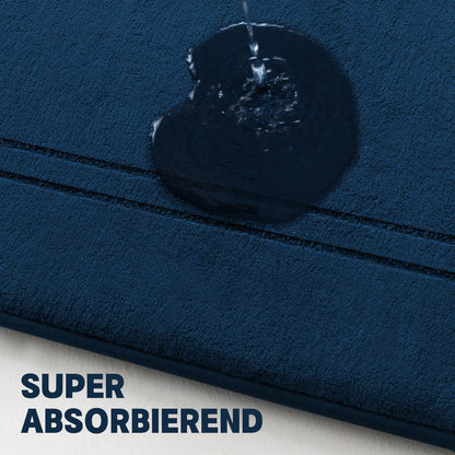 chakme Badezimmerteppich-Set 3-teilig, Memory-Schaum, navyblau