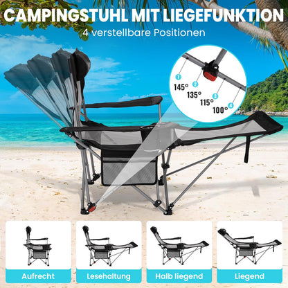 WEJOY 2-in-1 Faltstuhl mit Fussstütze - Schwarz/Grau 2er Set