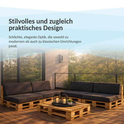 POKAR Palettenkissen 2er Set, Sitzkissen + Rückenkissen, Anthrazit