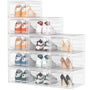 HOMIDEC Schuhboxen Stapelbar – 12er Set Transparent für Grösse 46: Transparente, stapelbare Boxen zur geordneten Schuhaufbewahrung.