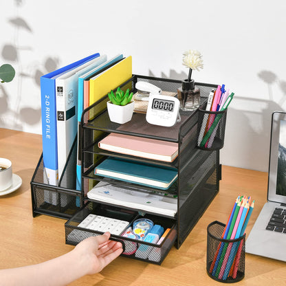 Marbrasse Schreibtisch Organizer mit Briefablage, 5 Ebenen, schwarz