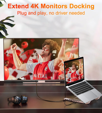 Mukiya HUB-M48 USB-C Dockingstation mit Laptop-Ständer, 8-in-1