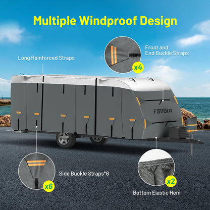 Favoto Abdeckplane Wohnwagen Schutzhülle - wasserdicht 610x250x220cm