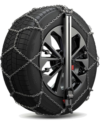 KÖNIG Easy-FIT SUV 267 – Selbstspannende Schneeketten für SUVs. Silberne Metallglieder mit Selbstspannsystem für Traktion auf Schnee/Eis.