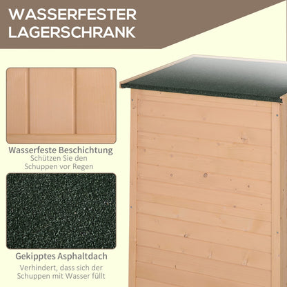 Outsunny Gartenschrank Holz Geräteschuppen 75x56x115cm Natur
