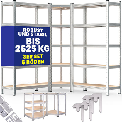 Monzana Schwerlastregal Eckregal Steckregal – 3er Set 2625 kg