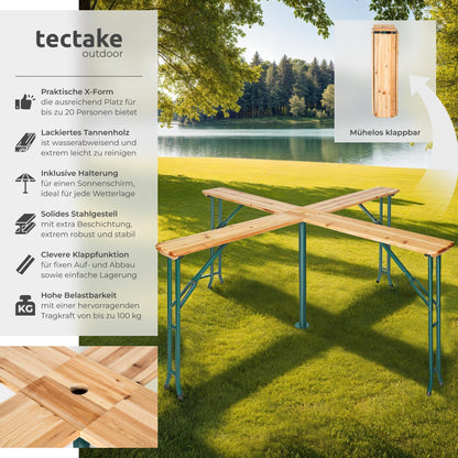 tectake® Stehtisch Quattro XXL Klapptisch - Holz outdoor
