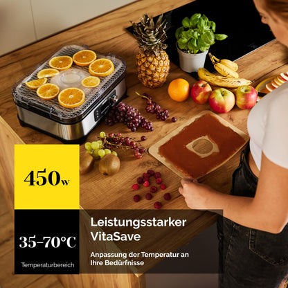 Yoer VitaSave FD01S Lebensmittel-Dörrautomat Edelstahl 6 Fächer