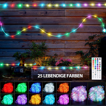 StarryEver LED Lichtschlauch 20 m 200 LED 25 Farben mit Fernbedienung