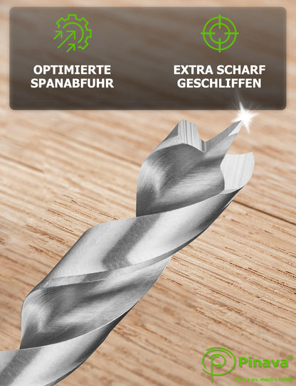 Pinava® Holzbohrer Set HSS-G 1-13mm – 25-teilig für Holz