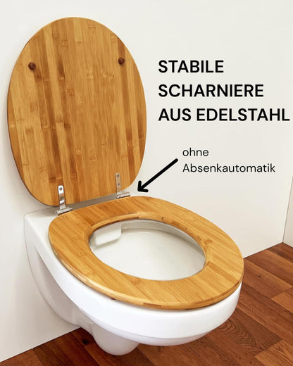 ADOB WC-Sitz Bambus dunkel – Klobrille mit Edelstahl-Scharnieren