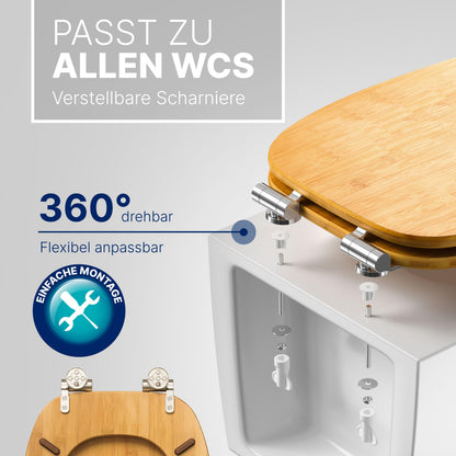 ADOB WC-Sitz aus echtem Bambus mit Absenkautomatik, dunkel