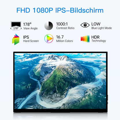 CAPERAVE Tragbarer Monitor 15.6" FHD IPS Touchscreen