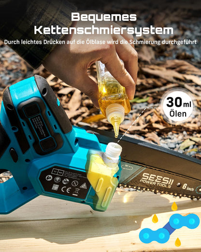 SEESII M8 Ace Mini Akku-Kettensäge 6 & 8 Zoll, 1000 W Brushless