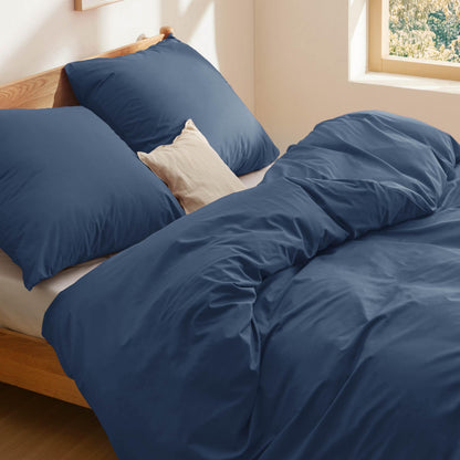 BEDSURE Bettwäsche-Set Baumwolle Blau 155x220 cm, 3-teilig