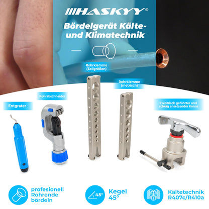 HASKYY Bördelwerkzeug Taumelbördelgerät 5-19mm – inkl. Rohrabschneider