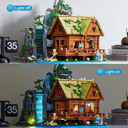 Lumibricks Waterfall Cabin Bauset mit LED-Licht, 2539 Teile