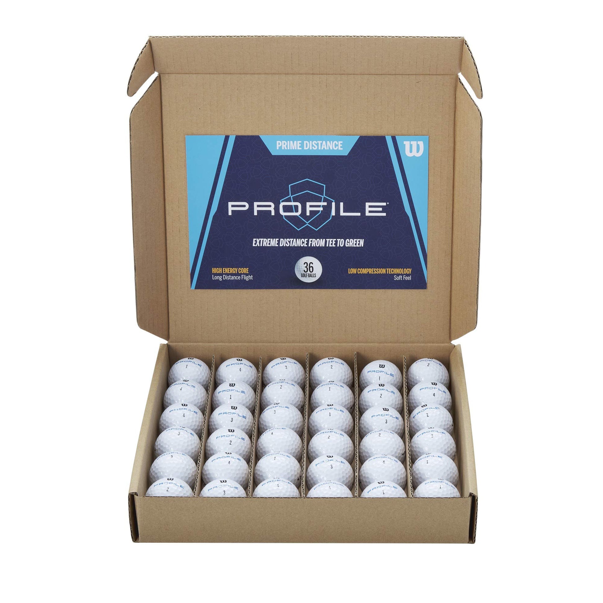 Wilson Prime Distance Profile Golfbälle, 36er-Pack, Weiss, mit Dimple-Muster für Distanzschläge