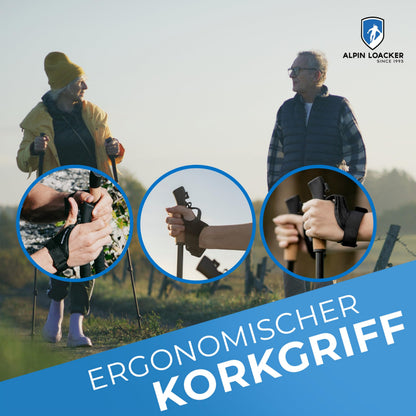 ALPIN LOACKER Nordic Walking Stöcke, Alu, verstellbar 105–135 cm