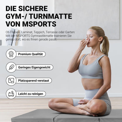 MSPORTS Premium Weichboden Turnmatte klappbar Grau 190x80x5 cm