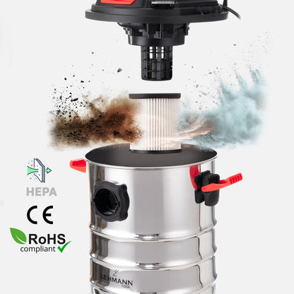 LEHMANN Industriestaubsauger – 2000W 30L Nass/Trocken Steckdose