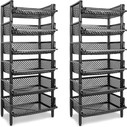 ARTECSIS Korbregal Stecksystem – 2er Set Schwarz Kunststoff. Schwarzes, rechteckiges Steckregalsystem aus Kunststoff für modulare Aufbewahrung.