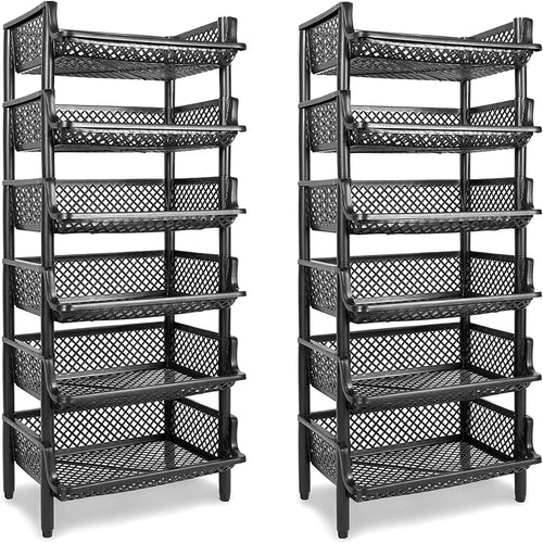 ARTECSIS Korbregal Stecksystem – 2er Set Schwarz Kunststoff. Schwarzes, rechteckiges Steckregalsystem aus Kunststoff für modulare Aufbewahrung.