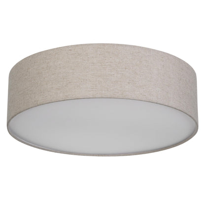REV LED Deckenleuchte rund 40 cm mit Stoffschirm in Taupe, 2x E27, runder Leinen-Lampenschirm