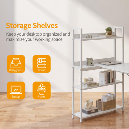 CubiCubi Eckschreibtisch Homeoffice mit Regal 120cm – Weiss