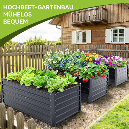 Ohuhu Metall Hochbeet 180x90x60 cm aus verzinktem Stahl, anthrazit