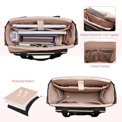 Prokva Lehrertasche mit Akkordeon-Aktenfach - Schwarz