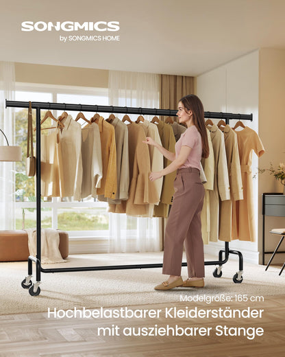 SONGMICS Kleiderständer auf Rollen HSR176B01, ausziehbar, 110 kg
