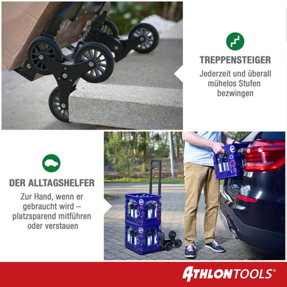ATHLON TOOLS Treppensteiger-Sackkarre klappbar Aluminium – langer Griff 110cm