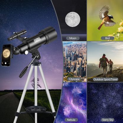 Misilmp Astronomie Refraktor Teleskop 70/400 schwarz für Anfänger