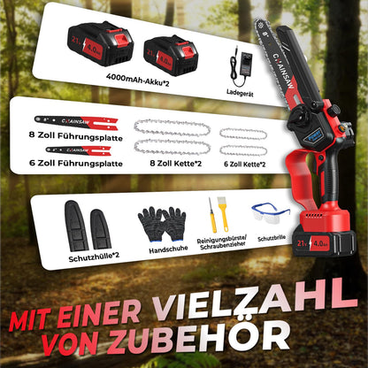VIWKO Akku-Kettensäge 1300 W, bürstenlos, 6 & 8 Zoll Schwert