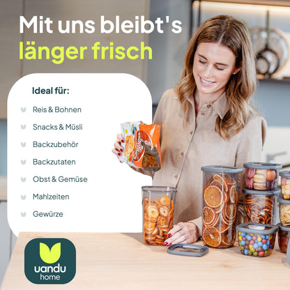 uandu Vorratsdosen Set 24-teilig, luftdicht, BPA-frei mit Etiketten