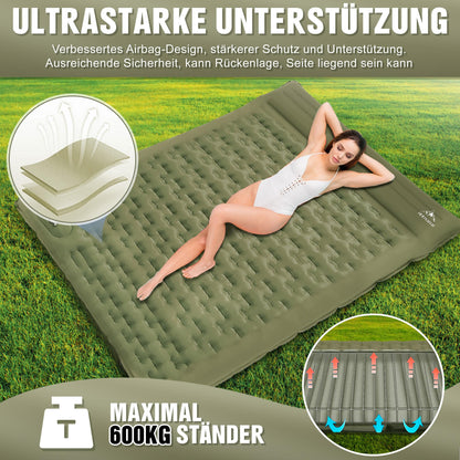 IEEILULU selbstaufblasende Camping Isomatte – 2 Personen 12cm Grün