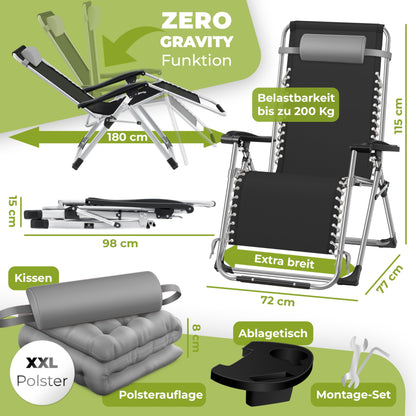 KESSER® Sonnenliege Klappbar Wetterfest Extra Breit – Grau