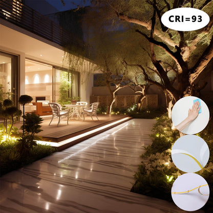 BENLUN COB LED Streifen 24V 20m, 3000K Warmweiss, IP65 mit Netzteil